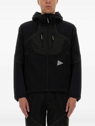 And Wander panelled hooded jacket - Black