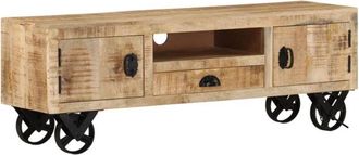 vidaXL TV Cabinet with Wheels 110x30x37 cm Rough Mango Wood vidaXL