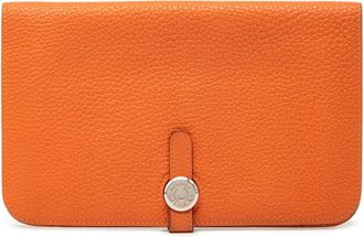 Herm&egrave;s Orange Togo Leather Long Wallet (Bi-Fold) (Pre-Owned)