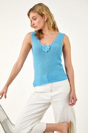 DUSK Flower Knit Vest Top