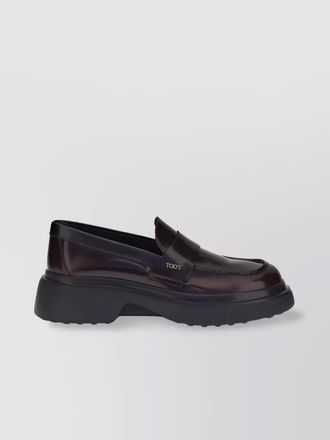 Tod's shiny leather loafers chunky sole