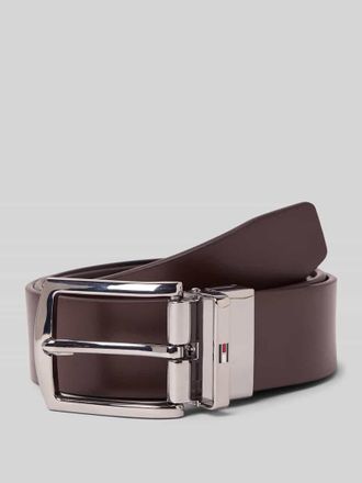Tommy Hilfiger Ledergürtel mit Logo-Prägung in Dunkelbraun, Größe 95