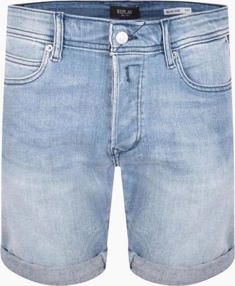 Replay Mens Light Wash Blue Stretch Denim Shorts
