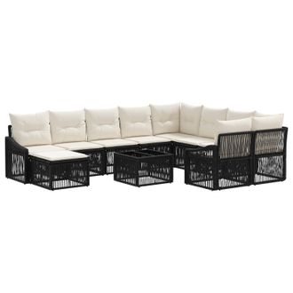 vidaXL Set Divano Da Giardino 11 Pz Nero Polyrattan Vidaxl