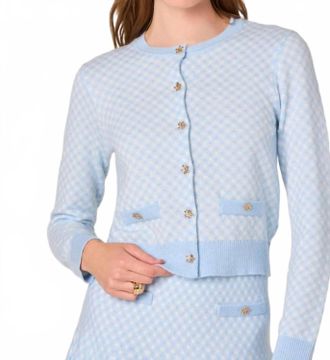 Astr Marian Cardigan In Blue Plaid