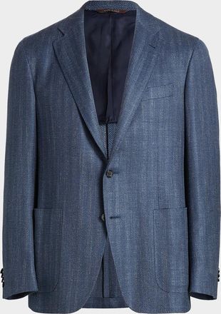 Canali Men & apos;s Denim Herringbone Single-Breasted Sport Coat