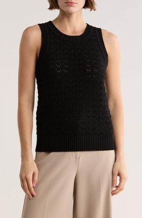 Elie Tahari Pointelle Sweater Tank in Black at Nordstrom Rack, Size X-Small