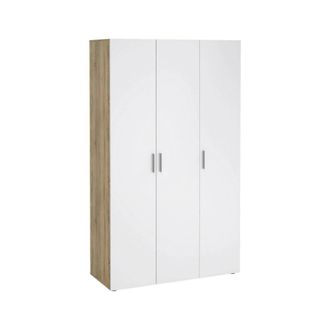 Dmora Armario 3 Puertas Isabelle, Muebles De Dormitorio, Vestidor, Armario De Ropa, 118x50 H201 Cm, Roble Y Blanco Brillante - Dmora