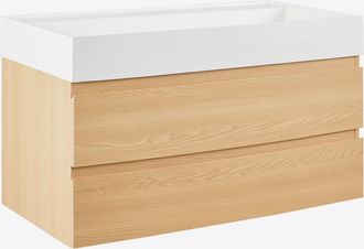 Sklum Sklum - Set Di Mobili Da Bagno In Legno E Impiallacciatura Di Frassino Con Lavabo Integrato Ona