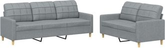 vidaXL Vidaxl - Juego De Sof&aacute;s Con Cojines 2 Piezas Tela Gris Claro