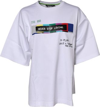 Dolce & Gabbana Womens White Cotton Printed Short Sleeves T-Shirt