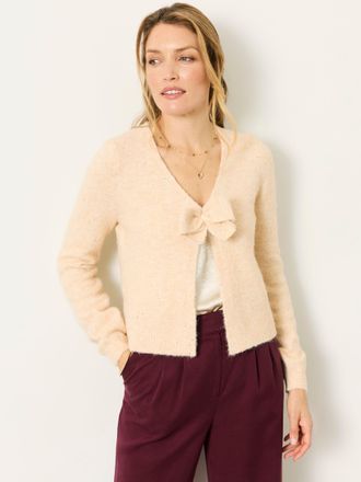 Fat Face FatFace Ivory Sparkle Bow Front Cardigan