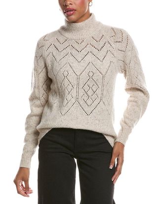 Autumn Cashmere Pointelle Mock Neck Cashmere Sweater