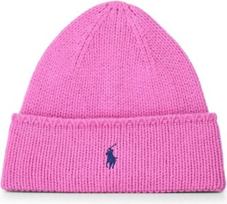 Polo Ralph Lauren Accessoires, Dames, Roze, ONE Size, Wol, Logo Beanie Winter Accessoire