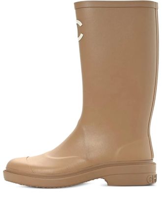 Chanel logo rain boots - Neutrals