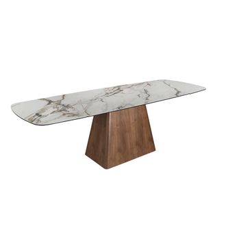 Angel Cerd&aacute; Mesa comedor extensible rectangular m&aacute;rmol porcel&aacute;nico y nogal