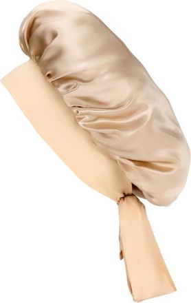 Blissy Bow Mulberry Silk Bonnet in Champagne at Nordstrom