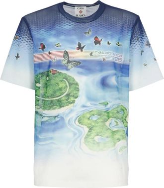 Casablanca Beyond Destiny Mesh T-Shirt - Heren - T-shirts - Blauw - XL - Tops