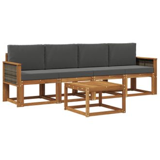 vidaXL Conjunto De Sof&aacute;s De Exterior 4 Pcs Natural Y Antracita Vidaxl