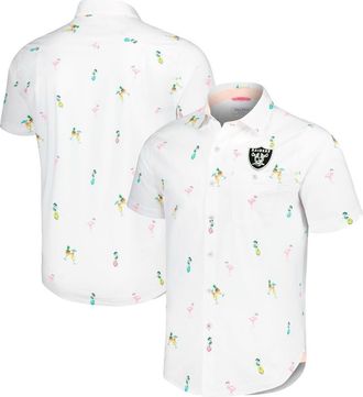 Tommy Bahama Mens Tommy Bahama White Las Vegas Raiders Nova Wave Flocktail Button-Up Shirt at Nordstrom, Size X-Large
