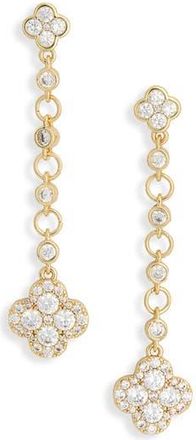 Nordstrom Rack Cubic Zirconia Clover Linear Drop Earrings in Clear- Gold at Nordstrom Rack