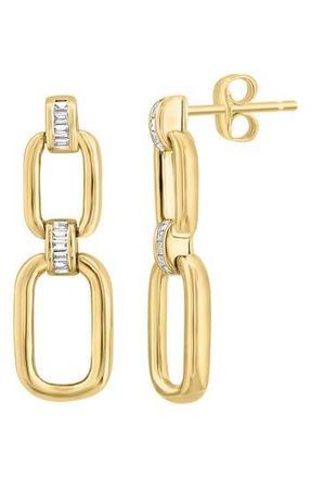 Effy Diamond Chain Link Drop Earrings in Gold/white at Nordstrom Rack