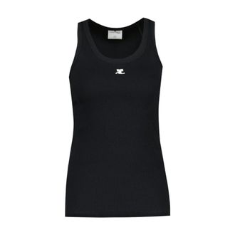 Courr&egrave;ges Dames, Tops, Zwart, Maat: M Katoen