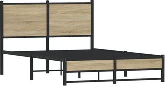 vidaXL Metal Bed Frame without Mattress Sonoma Oak 120x200 cm Vidaxl