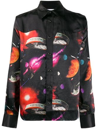 SSS World Corp Journey planet print shirt - Black