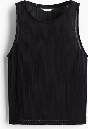 H&M Tanktop in Rippstrick - Schwarz