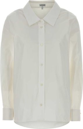Loewe Womens White Poplin Shirt - Light Grey Cotton - Size EU 38 (Womens)