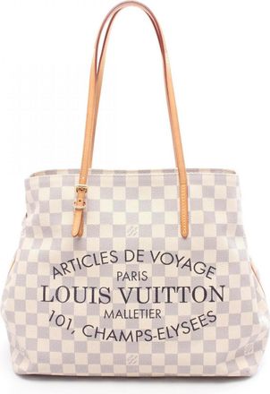 Louis Vuitton Damier Azur White Coated Canvas Leather Tote Bag (Pre-Owned)