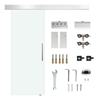 HOMCOM Homcom - Porta Scorrevole In Vetro Trasparente Per Bagno Cucina Studio 210cm