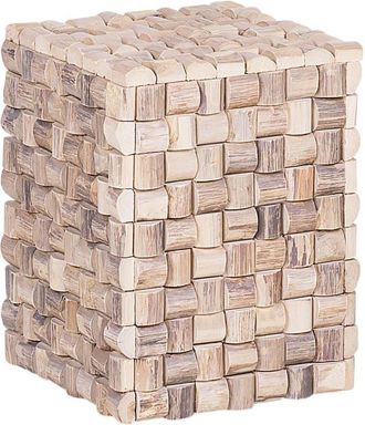 Beliani Mesa auxiliar madera de teca marrón claro