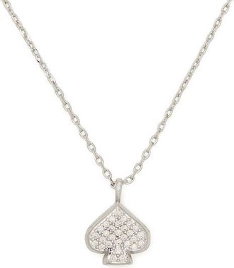 Kate Spade New York pav&eacute; crystal spade stud pendant necklace in Clear/Silver. at Nordstrom