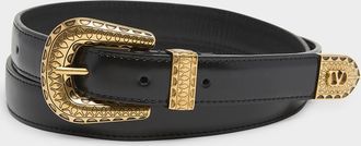 Valentino Garavani Men & apos;s VLogo Signature Skinny Leather Belt
