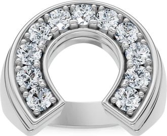 Pompeii3 Mens 3/4Ct Diamond Horseshoe Lucky Pinky Ring Gold Lab Grown