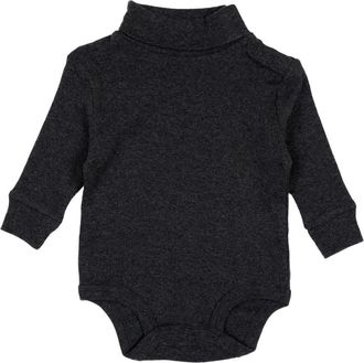 Leveret Cotton Neutral Solid Turtleneck Bodysuit in Dark Gray at Nordstrom, Size 12-18M