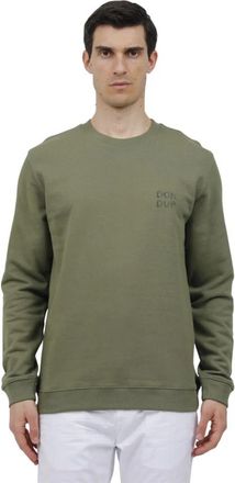 Dondup Sweatshirt met logo-print en ronde hals - Heren - Sweatshirts - Groen - L - Katoen - Hoodies & sweatvesten