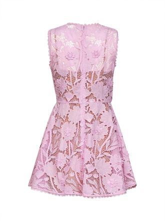 Self Portrait Macram&eacute; Lace Mini Dress - Pink