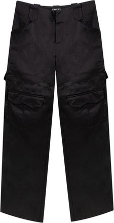Tom Ford Zwarte Cargo Broek in Viscose - Dames - Straight fit broeken - Zwart - 2XS - Linnen - Broeken
