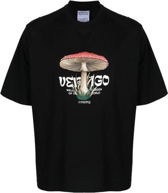 Marcelo Burlon Vertigo mushroom-print T-shirt - men - Polyester/Cotton - S - Black