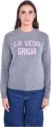 MC2 Saint Barth New Queen Round-neck Knit - Dames - Ronde hals truien - Grijs - M - Wol - Truien & Vesten