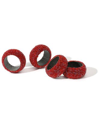 Tiramisu Set Of 4 Rosso Beaded Napkin Rings