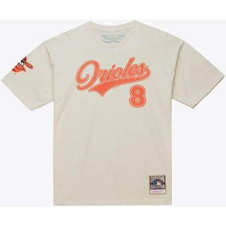 Mitchell & Ness Mens Mitchell & Ness Cal Ripken Jr. Cream Baltimore Orioles Cooperstown Collection Throwback Name & Number T-Shirt at Nordstrom, Size Small