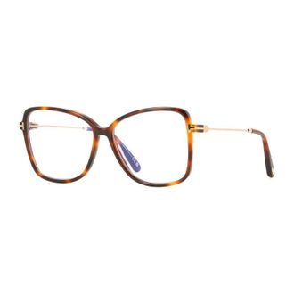 Tom Ford FT5953-B 053 Blonde Havana/Clear Blue Light Block 55mm