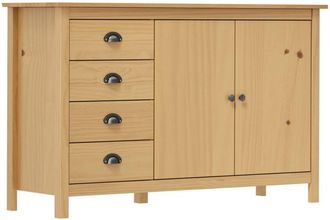 vidaXL Aparador Hill Madera Maciza Pino Marr&oacute;n Miel 130x40x80 Cm Vidaxl