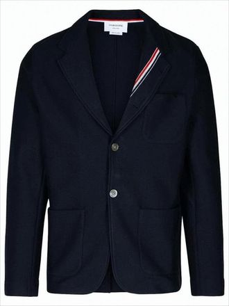 Thom Browne Tailored Deep Navy Suit Jacket With Signature Striped Detail