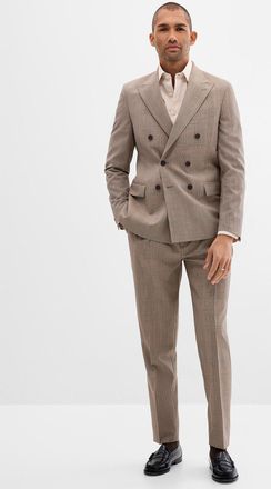 Le 31 Mens Double-breasted Prince of Wales suit Wool weave by Marzotto Reykjavik cut - Semi-fitted