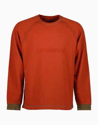 C.P. Company Mens Diagonal Fleece Logo Sweatshirt - Orange - Size: 38